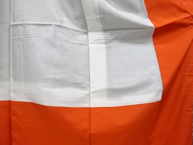  幾何学に花唐草模様織り出し　西陣お召着物アンサンブル